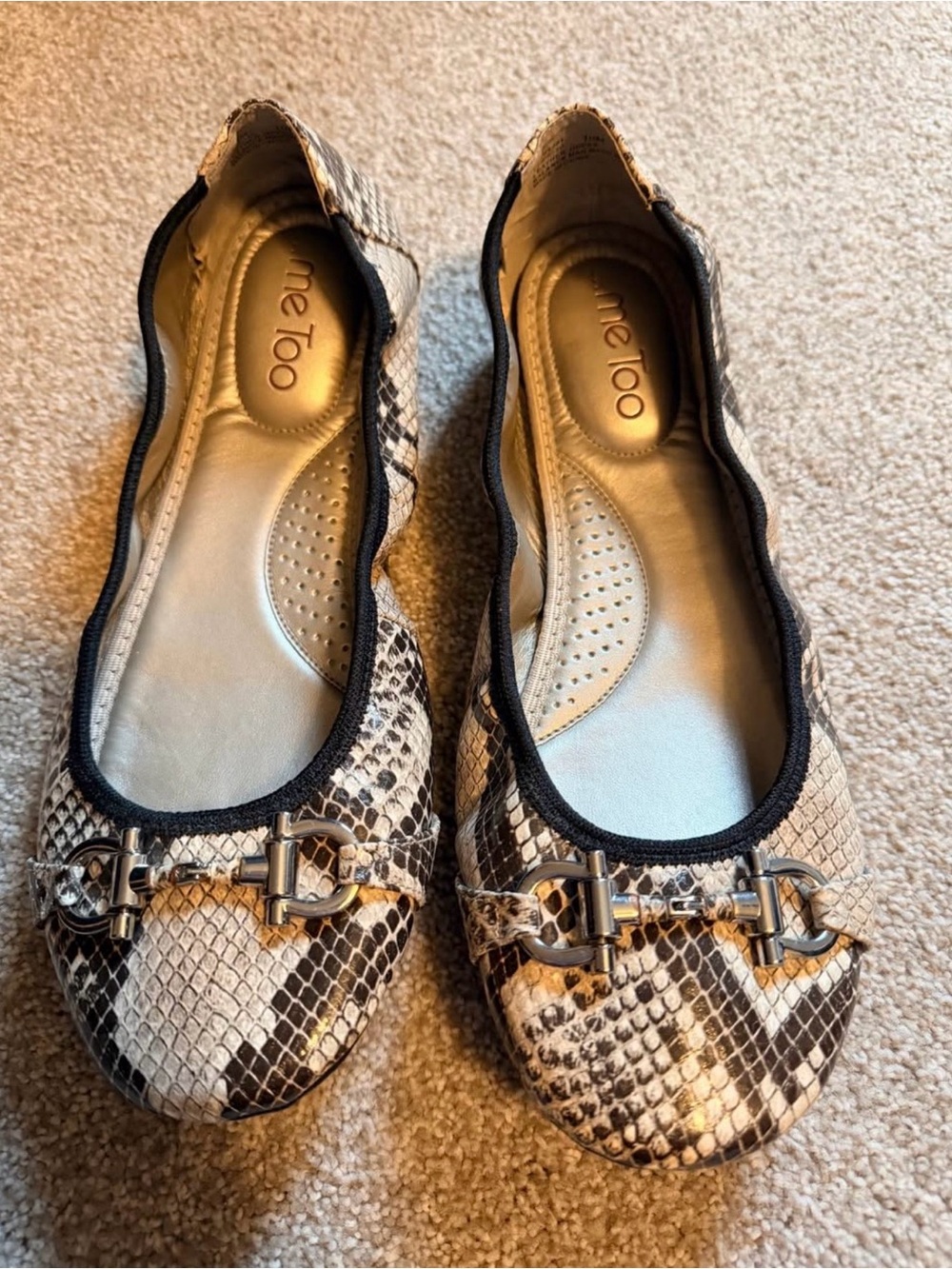 me too Snake-Print Ballet Flats